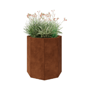 Cortenový kvetináč - Osembuholník - 72,4 x 72,4 x 80 cm - So spodnou doskou - S nohami