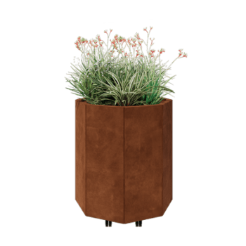 Cortenový kvetináč - Osembuholník - 72,4 x 72,4 x 80 cm - So spodnou doskou - S kolieskami