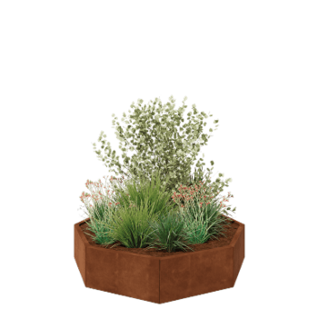 Cortenový kvetináč - Osembuholník - 144,9 x 144,9 x 30 cm - Bez spodnej dosky