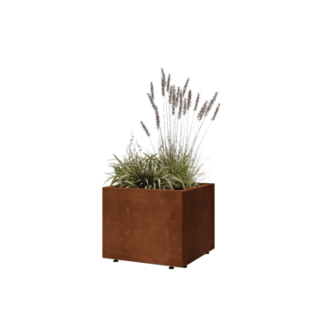 Cortenový kvetináč - Štvorec - 50 x 50 x 40 cm - So spodnou doskou - S nohami