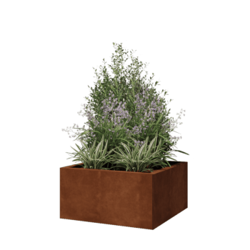 Cortenový kvetináč - Štvorec - 60 x 60 x 30 cm - So spodnou doskou