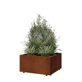 Cortenový kvetináč - Štvorec - 60 x 60 x 30 cm - So spodnou doskou - S nohami