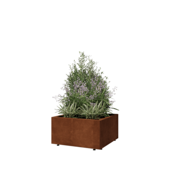 Cortenový kvetináč - Štvorec - 60 x 60 x 30 cm - So spodnou doskou - S nohami