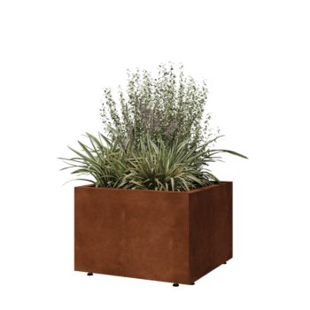 Cortenový kvetináč - Štvorec - 60 x 60 x 40 cm - So spodnou doskou - S nohami