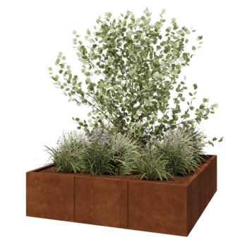 Cortenový kvetináč XXL - Štvorec - 150 x 150 x 40 cm - Bez spodnej dosky