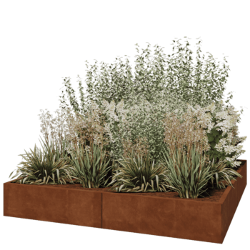 Cortenový kvetináč XXL - Štvorec - 200 x 200 x 30 cm - Bez spodnej dosky