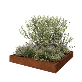 Cortenový kvetináč XXL - Štvorec - 240 x 240 x 30 cm - Bez spodnej dosky