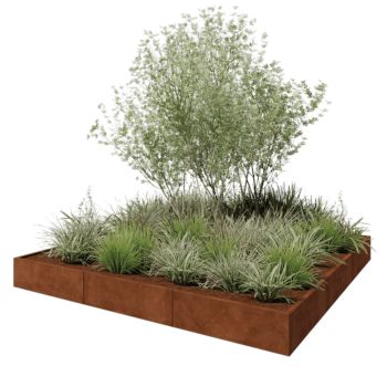 Cortenový kvetináč XXL - Štvorec - 300 x 300 x 30 cm - Bez spodnej dosky