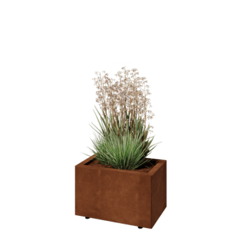 Cortenový kvetináč - Obdĺžnik - 50 x 30 x 30 cm - So spodnou doskou - S nohami