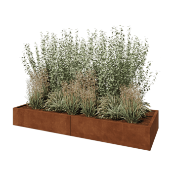 Cortenový kvetináč XXL - Obdĺžnik - 240 x 80 x 30 cm - So spodnou doskou