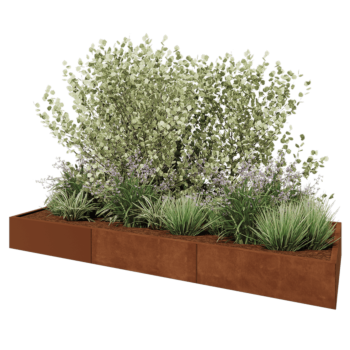 Cortenový kvetináč XXL - Obdĺžnik - 300 x 100 x 30 cm - Bez spodnej dosky