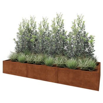 Cortenový kvetináč XXL - Obdĺžnik - 300 x 100 x 40 cm - Bez spodnej dosky