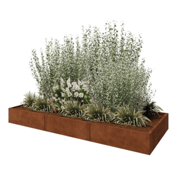 Cortenový kvetináč XXL - Obdĺžnik - 300 x 120 x 30 cm - Bez spodnej dosky