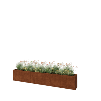 Cortenový kvetináč XXL - Obdĺžnik - 360 x 40 x 60 cm - So spodnou doskou