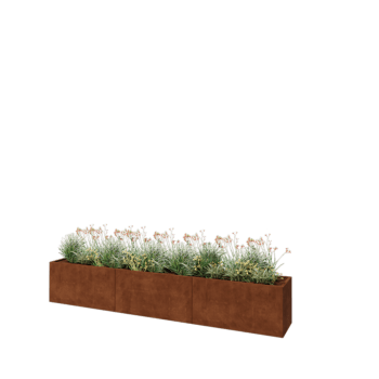 Cortenový kvetináč XXL - Obdĺžnik - 360 x 50 x 60 cm - So spodnou doskou