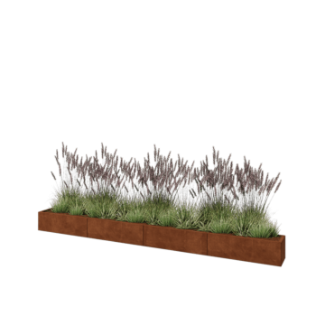 Cortenový kvetináč XXL - Obdĺžnik - 400 x 30 x 30 cm - Bez spodnej dosky