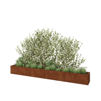Cortenový kvetináč XXL - Obdĺžnik - 400 x 40 x 40 cm - So spodnou doskou
