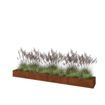 Cortenový kvetináč XXL - Obdĺžnik - 400 x 50 x 30 cm - Bez spodnej dosky