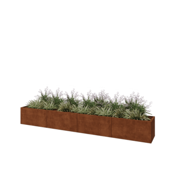 Cortenový kvetináč XXL - Obdĺžnik - 400 x 50 x 50 cm - Bez spodnej dosky