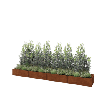 Cortenový kvetináč XXL - Obdĺžnik - 400 x 60 x 30 cm - So spodnou doskou