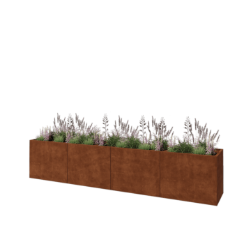 Cortenový kvetináč XXL - Obdĺžnik - 400 x 60 x 80 cm - Bez spodnej dosky