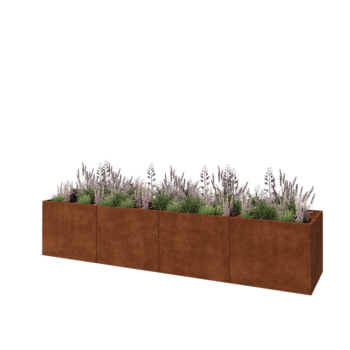 Cortenový kvetináč XXL - Obdĺžnik - 400 x 80 x 80 cm - So spodnou doskou