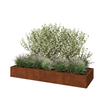 Cortenový kvetináč XXL - Obdĺžnik - 320 x 100 x 40 cm - So spodnou doskou