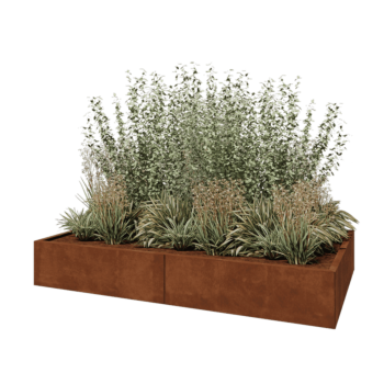 Cortenový kvetináč XXL - Obdĺžnik - 200 x 120 x 30 cm - So spodnou doskou