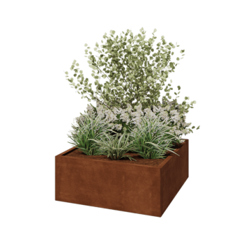 Cortenový kvetináč - Štvorec - 100 x 100 x 40 cm - Bez spodnej dosky