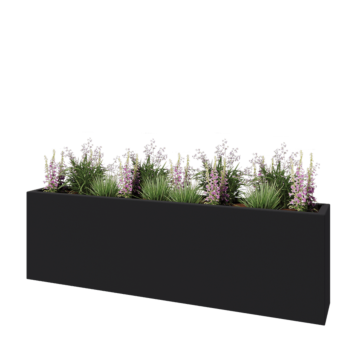 Kvetináč zo sklolaminátu - Obdĺžnik - 200 x 30 x 60 cm - RAL7021 matná (čierna sivá) - S dnom