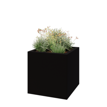 Kvetináč zo sklolaminátu - Štvorec - 100 x 100 x 100 cm - RAL9005 matná (čierna) - S dnom