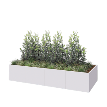 Oceľový kvetináč XXL - Obdĺžnik - 320 x 120 x 60 cm - RAL9010 matný (biela) - Bez spodnej dosky