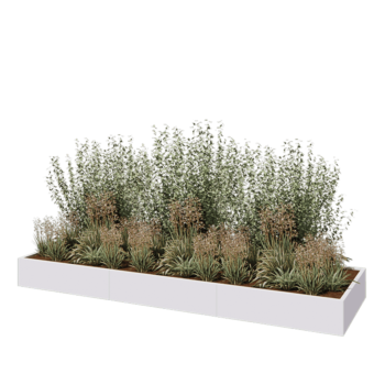 Oceľový kvetináč XXL - Obdĺžnik - 360 x 100 x 30 cm - RAL9010 matný (biela) - So spodnou doskou