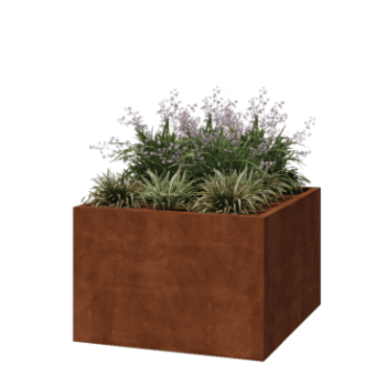 Cortenový kvetináč - Štvorec - 120 x 120 x 80 cm - Zvarený - So spodnou doskou