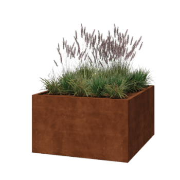 Cortenový kvetináč - Štvorec - 140 x 140 x 80 cm - Zvarený - So spodnou doskou