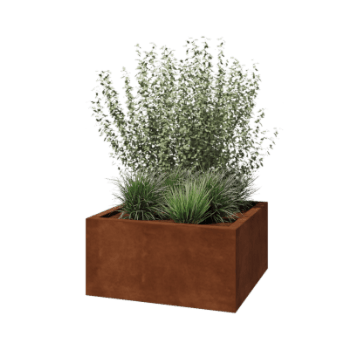 Cortenový kvetináč - Štvorec - 80 x 80 x 40 cm - Zvarený - So spodnou doskou