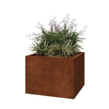Cortenový kvetináč - Štvorec - 80 x 80 x 60 cm - Zvarený - So spodnou doskou