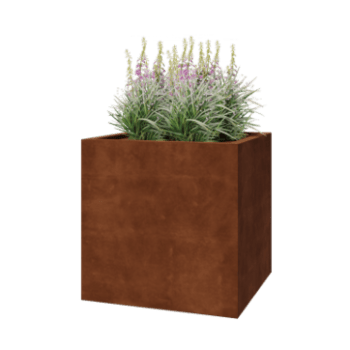 Cortenový kvetináč - Štvorec - 80 x 80 x 80 cm - Zvarený - So spodnou doskou