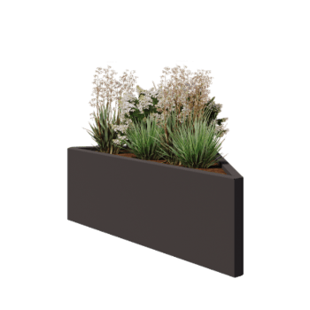 Oceľový kvetináč - Trojuholník Rôznoramenný - 112,2 x 60,5 x 40 cm - RAL7016 matný (antracitová sivá) - Bez spodnej dosky