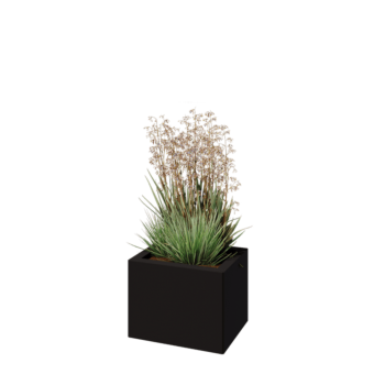 Oceľový kvetináč - Obdĺžnik - 40 x 30 x 30 cm - RAL9005 matný (čierny) - So spodnou doskou