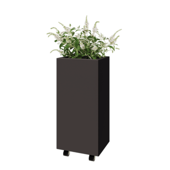 Oceľový kvetináč - Obdĺžnik - 40 x 30 x 80 cm - RAL7016 matný (antracitová sivá) - So spodnou doskou - S kolieskami