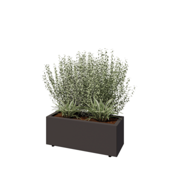 Oceľový kvetináč - Obdĺžnik - 80 x 30 x 30 cm - RAL7016 matný (antracitová sivá) - So spodnou doskou - S nohami