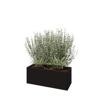 Oceľový kvetináč - Obdĺžnik - 80 x 30 x 30 cm - RAL9005 matný (čierny) - Bez spodnej dosky