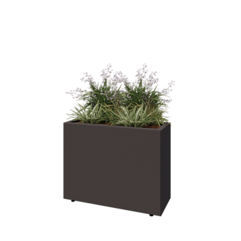 Oceľový kvetináč - Obdĺžnik - 80 x 30 x 60 cm - RAL7016 matný (antracitová sivá) - So spodnou doskou - S nohami