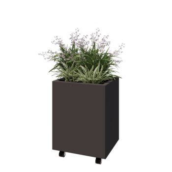 Oceľový kvetináč - Obdĺžnik - 50 x 40 x 60 cm - RAL7016 matný (antracitová sivá) - So spodnou doskou - S kolieskami
