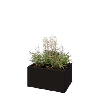 Oceľový kvetináč - Obdĺžnik - 60 x 40 x 30 cm - RAL9005 matný (čierny) - So spodnou doskou