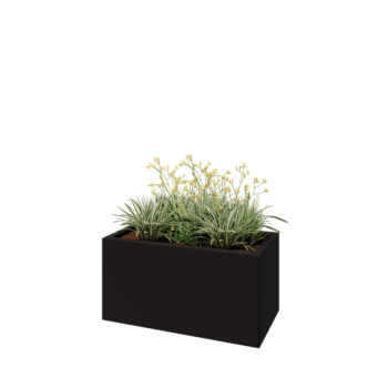 Oceľový kvetináč - Obdĺžnik - 80 x 40 x 40 cm - RAL9005 matný (čierny) - So spodnou doskou