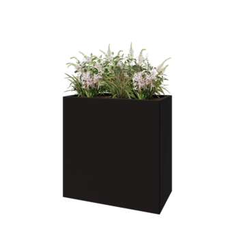 Oceľový kvetináč - Obdĺžnik - 80 x 40 x 80 cm - RAL9005 matný (čierny) - So spodnou doskou