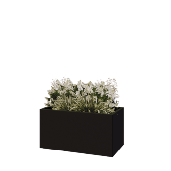 Oceľový kvetináč - Obdĺžnik - 100 x 50 x 50 cm - RAL9005 matný (čierny) - So spodnou doskou