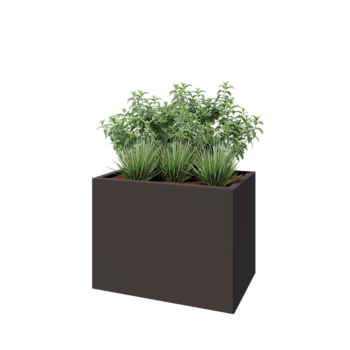 Oceľový kvetináč - Obdĺžnik - 80 x 50 x 60 cm - Iná farba RAL - So spodnou doskou